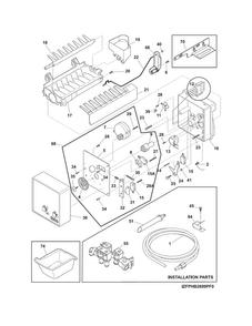 Freezer Ice Maker Diagram and Parts List for FPHB2899PF1  Frigidaire Refrigerator