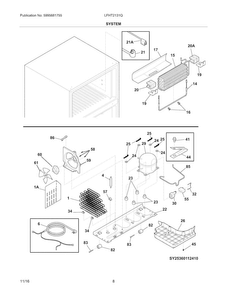 System Diagram and Parts List for LFHT2131QF1  Frigidaire Refrigerator