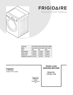 01 - COVER SHEET Diagram and Parts List for FAFS4174NR1  Frigidaire Washer