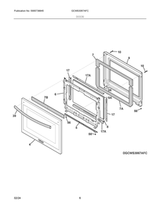 Door Diagram and Parts List for GCWS3067AFC  Frigidaire Wall Oven