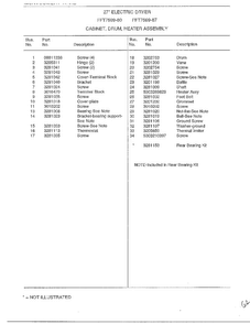 Cabinet, Drum, Heater Assembly Page 2 Diagram and Parts List for 7599-80  Frigidaire Dryer