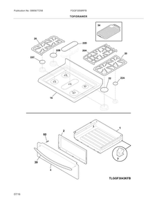 Top/drawer Diagram and Parts List for FGGF3058RFB  Frigidaire Range