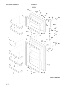 Door Diagram and Parts List for FFTR18G2QW8B  Frigidaire Refrigerator