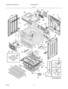 Body Diagram and Parts List for FCFE308CASB  Frigidaire Range