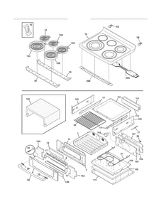 Top/drawer Diagram and Parts List for CEW30EF6GSK  Electrolux Range