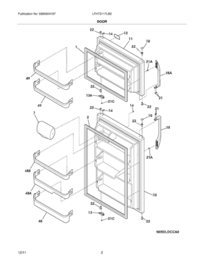 03 - DOORS Diagram and Parts List for LFHT2117LB2  Frigidaire Refrigerator