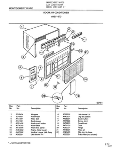 Room Air Conditioner Diagram and Parts List for 5467C  Frigidaire Air Conditioner