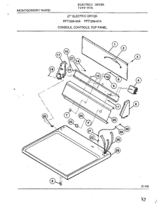 Console, Controls, Top Panel Diagram and Parts List for 7289-80A  Frigidaire Dryer