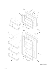 Doors Diagram and Parts List for 25360022411  Kenmore Refrigerator