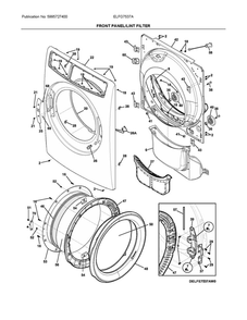 Front Panel/Lint Filter Diagram and Parts List for ELFG7537AT0  Frigidaire Dryer