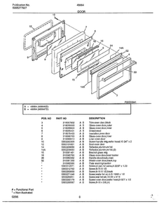Door Diagram and Parts List for 486647C  Frigidaire Range
