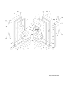 Fresh Food Door Diagram and Parts List for FGHB2866PE2  Frigidaire Refrigerator