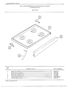 30" Floor/main Top Diagram and Parts List for 4438A  Frigidaire Range