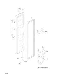 Freezer Door Diagram and Parts List for FFHS2622MBNA  Frigidaire Refrigerator