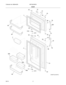 Door Diagram and Parts List for MRTG20V8PS0  Frigidaire Refrigerator