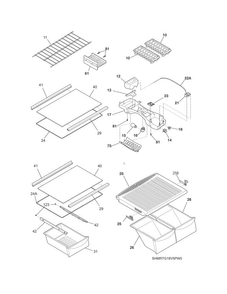 Shelves Diagram and Parts List for MRTG18V5PW2  Uni Refrigerator