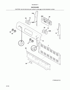 Backguard Diagram and Parts List for 79096183711  Kenmore Range