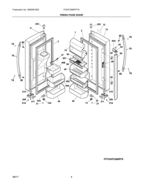 03 - FRESH FOOD DOOR Diagram and Parts List for FGHF2366PFFA  Frigidaire Refrigerator