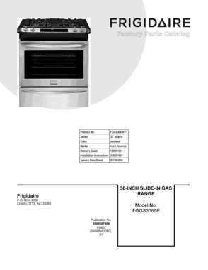 01 - COVER SHEET Diagram and Parts List for FGGS3065PFT  Frigidaire Range