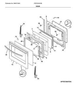 Door Diagram and Parts List for FFEF3016VSB  Frigidaire Range