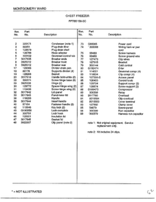Chest Freezer Page 2 Diagram and Parts List for 85158-OC  Frigidaire Freezer