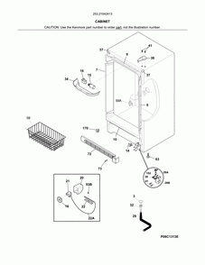 Cabinet Diagram and Parts List for 25321042413  Kenmore Freezer