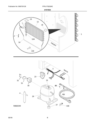 System Diagram and Parts List for FFRU17B2QWE  Frigidaire Refrigerator