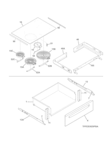 Top/drawer Diagram and Parts List for CFES3025PBA  Frigidaire Range