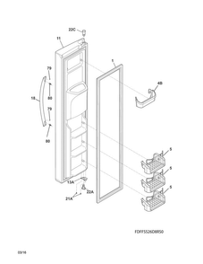 Freezer Door Diagram and Parts List for FFSS26D8RS0  Frigidaire Refrigerator