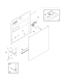 Door Diagram and Parts List for FDB520RHB3B  Frigidaire Dishwasher
