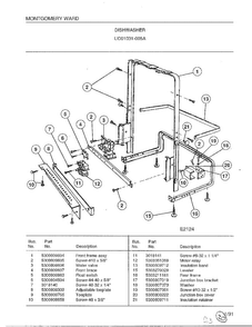 Dishwasher Page 9 Diagram and Parts List for 1031-005A  Frigidaire Dishwasher