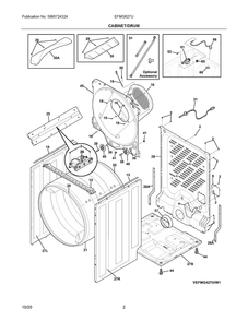 Cabinet/Drum Diagram and Parts List for EFMG627UTT1  Frigidaire Dryer