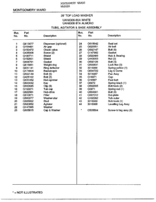 28` Top Load Tubs/agitator/base Page 2 Diagram and Parts List for 6308A  Frigidaire Washer