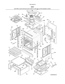 Body Diagram and Parts List for 79040303410  Kenmore Wall Oven