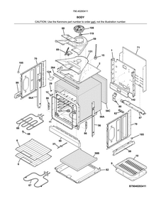 Body Diagram and Parts List for 79040283411  Kenmore Wall Oven