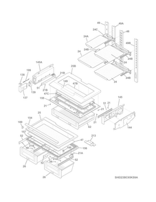 Shelves Diagram and Parts List for EI23BC65KS9A  Electrolux Refrigerator