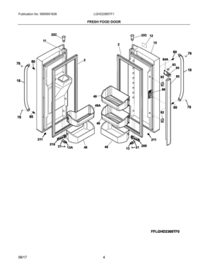 03 - FRESH FOOD DOOR Diagram and Parts List for LGHD2369TF1  Frigidaire Refrigerator