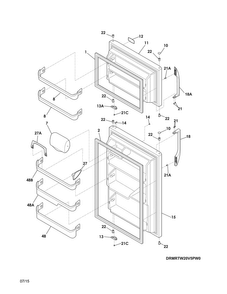 Doors Diagram and Parts List for MRTW20V5PW3  Uni Refrigerator