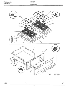 Top/drawer Diagram and Parts List for 2873B  Frigidaire Range