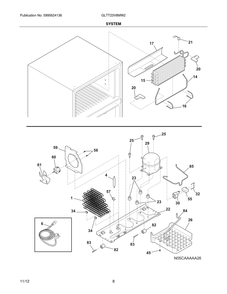 System Diagram and Parts List for GLTT23V8MW2  Frigidaire Refrigerator