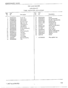 Top Load Washer/tubs/agitator/leg And Dome Page 2 Diagram and Parts List for 6506-87E  Frigidaire Washer