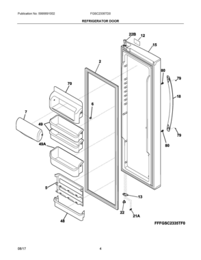 Part Location Diagram of 807460168 Frigidaire DOOR-COMPLETE