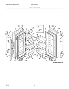 Fresh Food Door Diagram and Parts List for PRFC2383AFD  Frigidaire Refrigerator