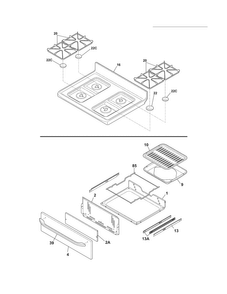 Top/drawer Diagram and Parts List for FFLF3015LMA  Frigidaire Range