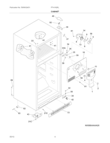 Cabinet Diagram and Parts List for FFHI1826LB9  Frigidaire Refrigerator