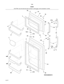 Door Diagram and Parts List for 25370604415  Kenmore Refrigerator
