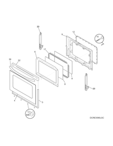 Door Diagram and Parts List for FFEF3011RSA  Frigidaire Range
