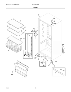 Cabinet Diagram and Parts List for FFUE2024ANE  Frigidaire Freezer