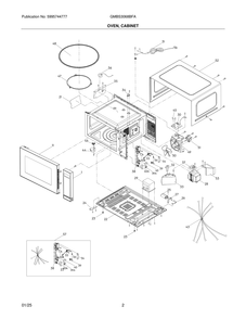 Oven, Cabinet Diagram and Parts List for GMBS3068BFA  Frigidaire Microwave