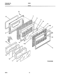 Door Diagram and Parts List for 285947A  Frigidaire Range